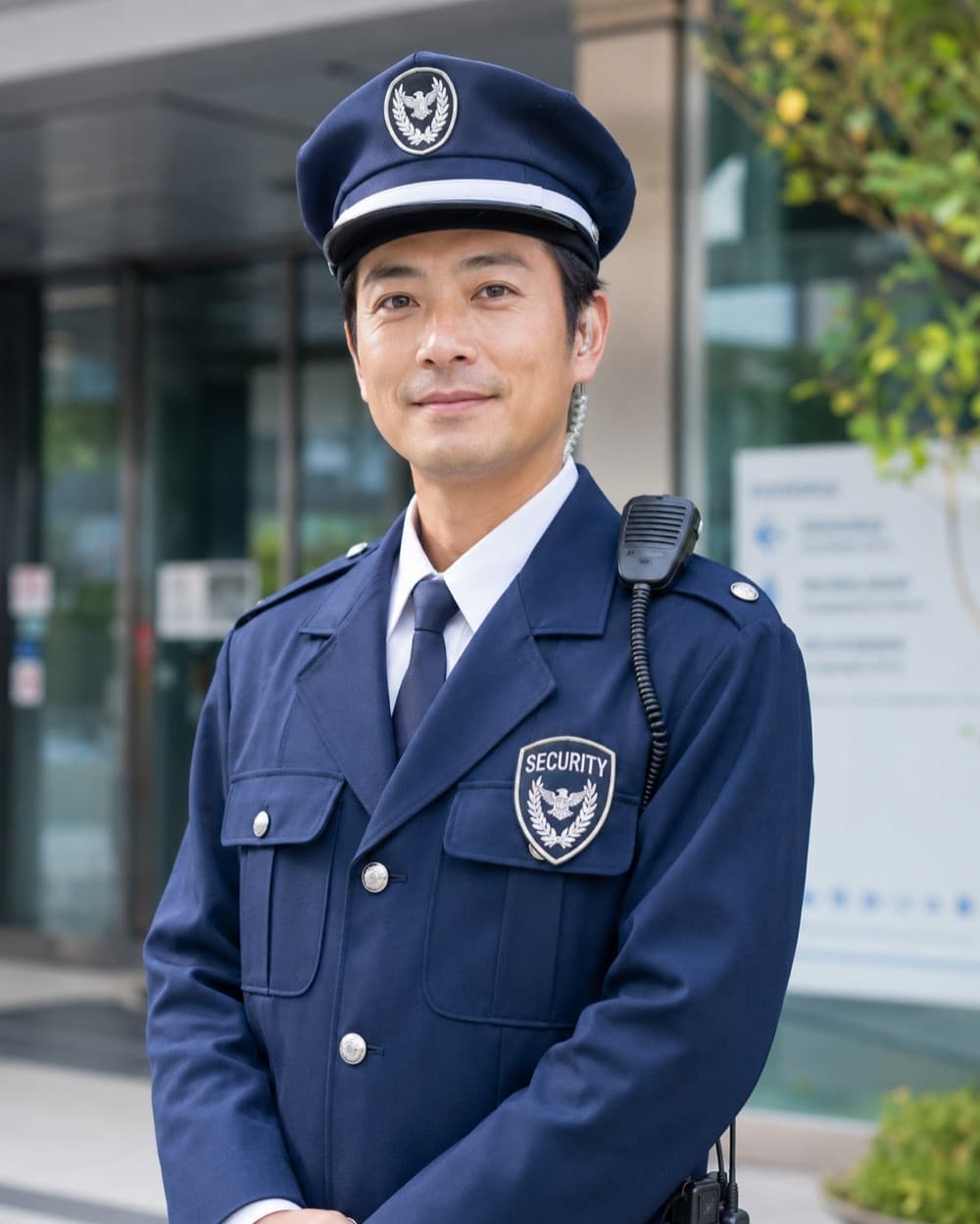 警備の仕事で働く男性